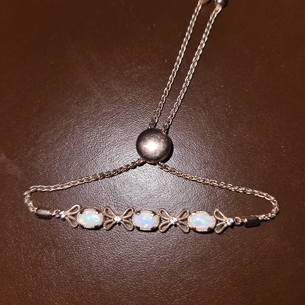 Silver Opal Chain Bracelet